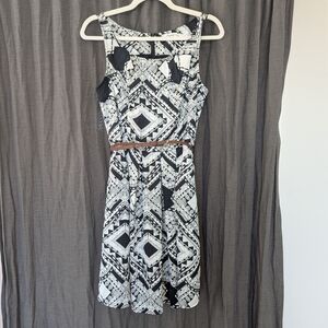 Sunny Girl Black and White Patterned Mini Dress